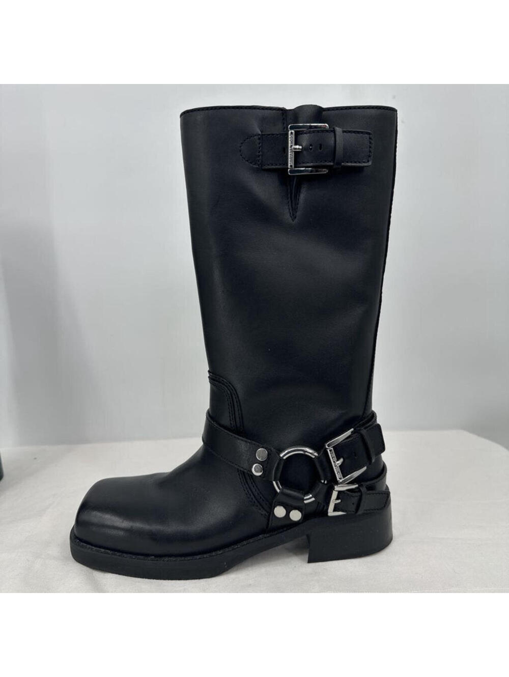 Women's Michael Michael Kors Crosby Leather Moto Boots Black 8